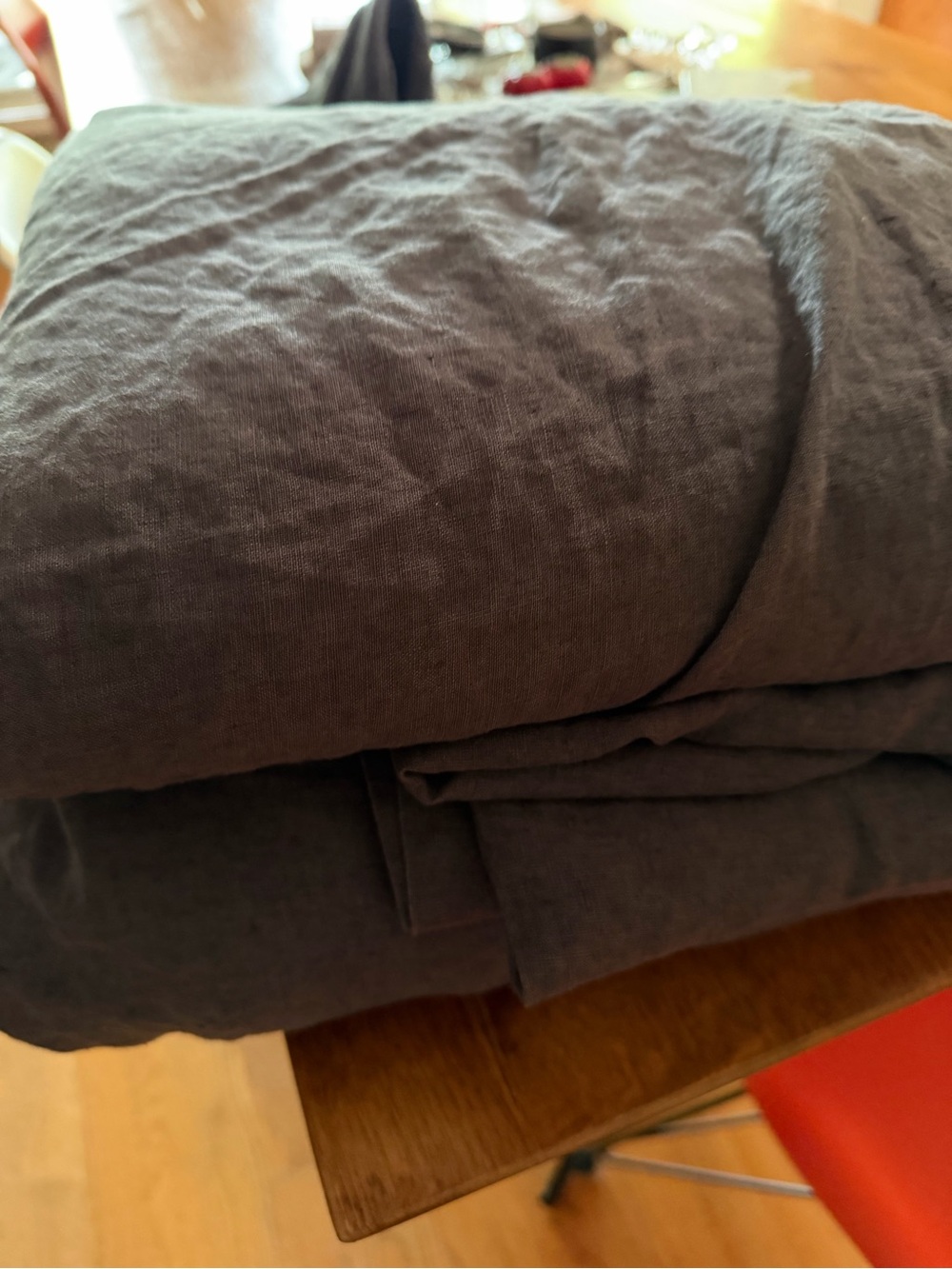 Quince Charcoal Linen Queen Bedding Sheet Set